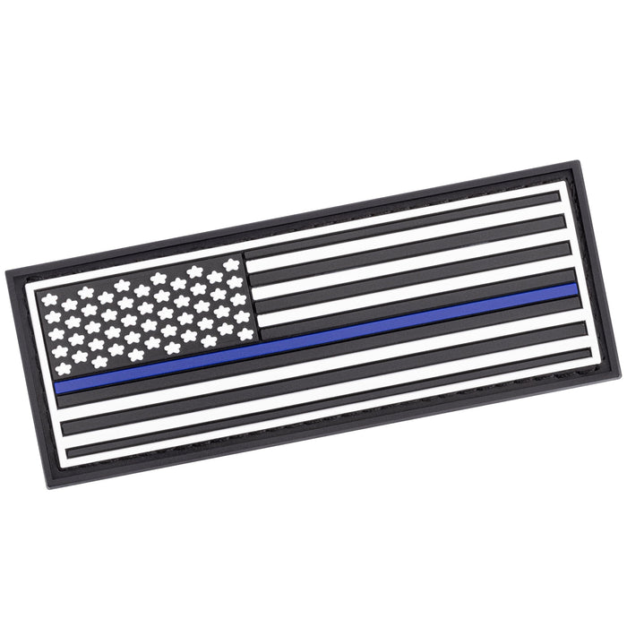 American Flag Thin Blue Line rubber patch for dog harness, collar or vest, 3D surface, 1 patch