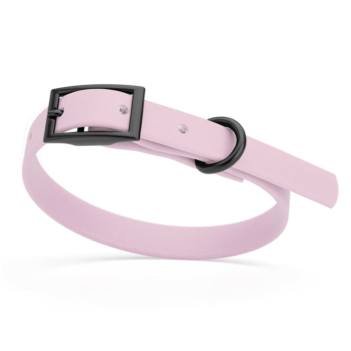 Pastel Purple dog collar with black hardware, made from waterproof biothane, 9 to 12 inches long