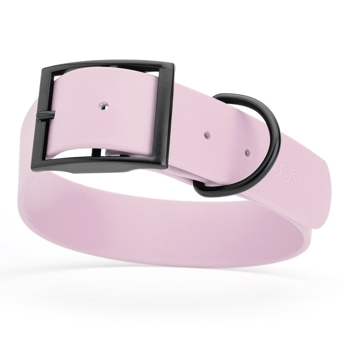 Pastel Purple dog collar with black buckle, made from waterproof biothane, 1.5 inches wide, 16 to 20 inches long, fits large dogs