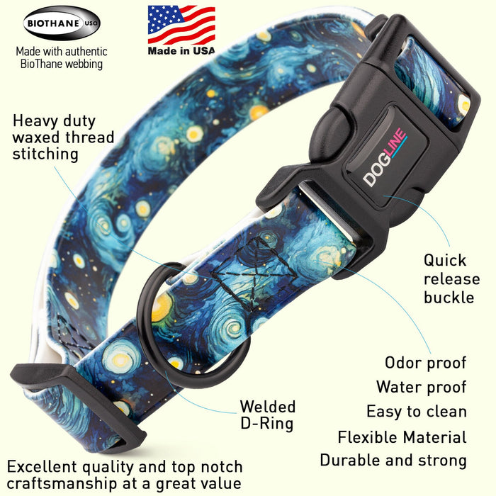 Dogline 1" Biothane Full Color Design Printed Dog Collar with Quick Release Buckle