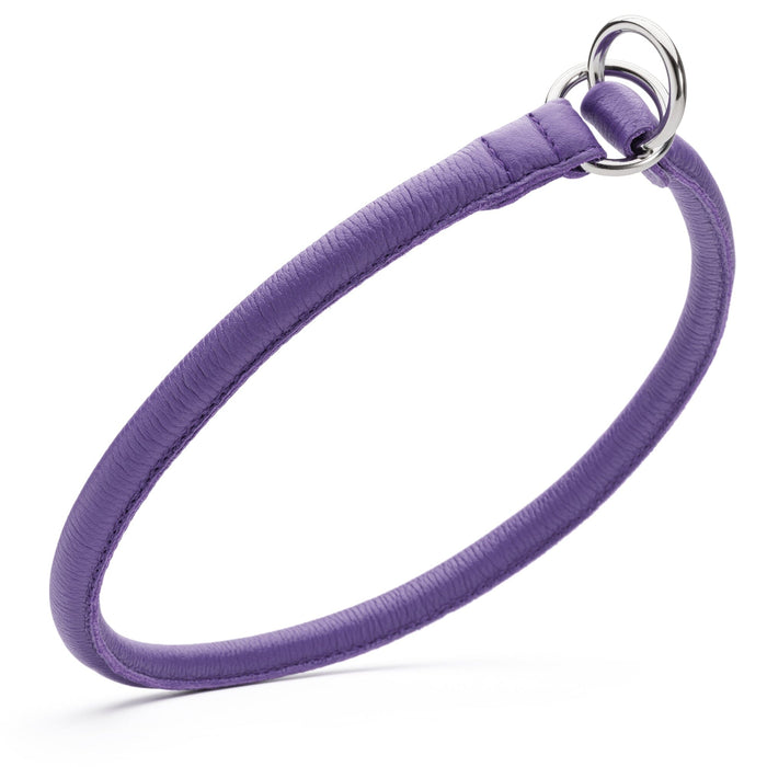 1/3 inch purple slip dog collar made from rolled leather