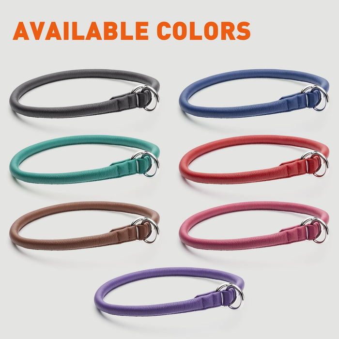 Dog slip collars are available in 7 colors of dyed leather