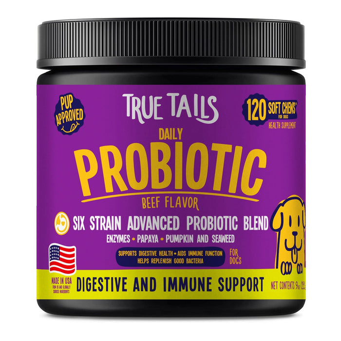 Soft chews for dogs with probiotic blend to support digestion and immune system, beef flavor, 120 chews per container