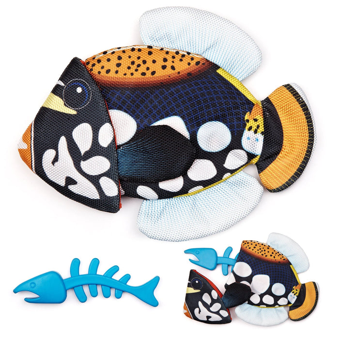 Tropical Crinkle + Bone Inside Fish Dog Toys