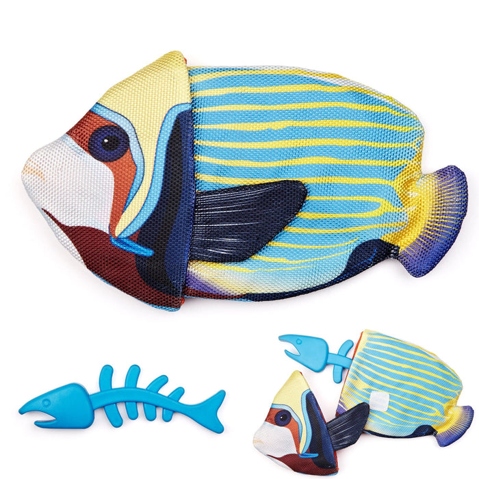 Tropical Crinkle + Bone Inside Fish Dog Toys