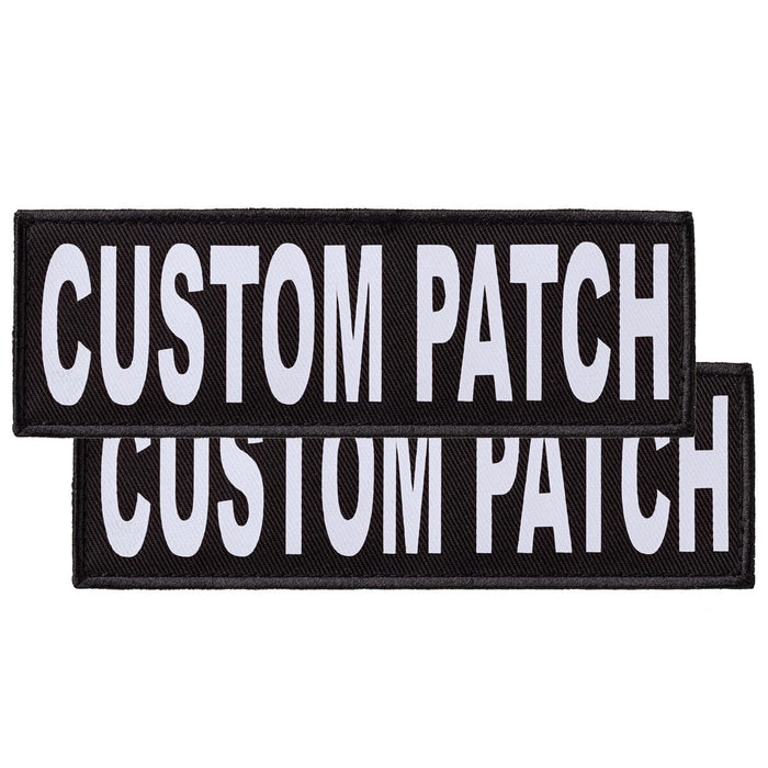 Customized patch for dog harness, vest or collar with white lettering text, set of 2