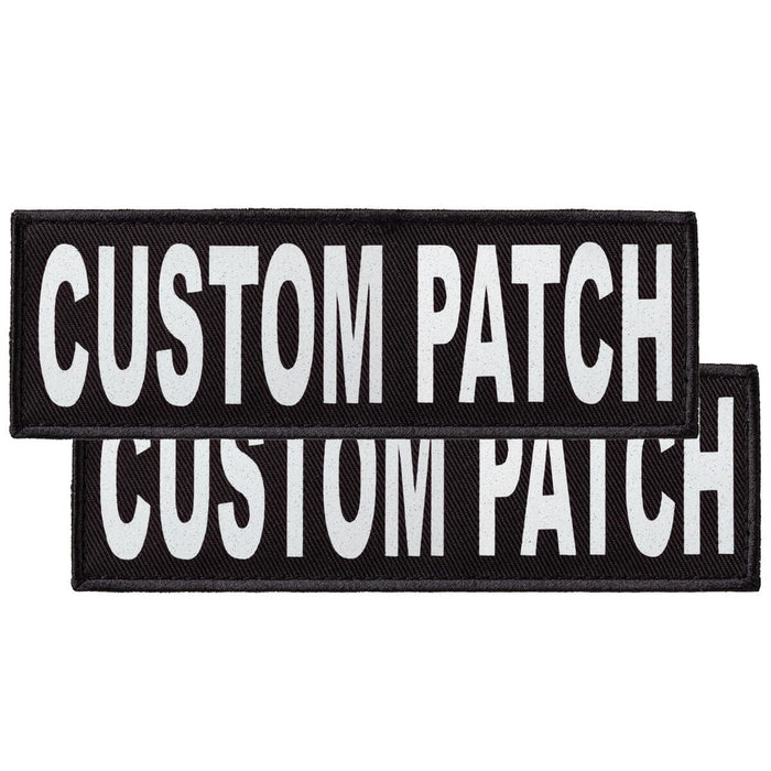 Custom text patch for dog vest harness r collar with White Glitter color text, set of 2