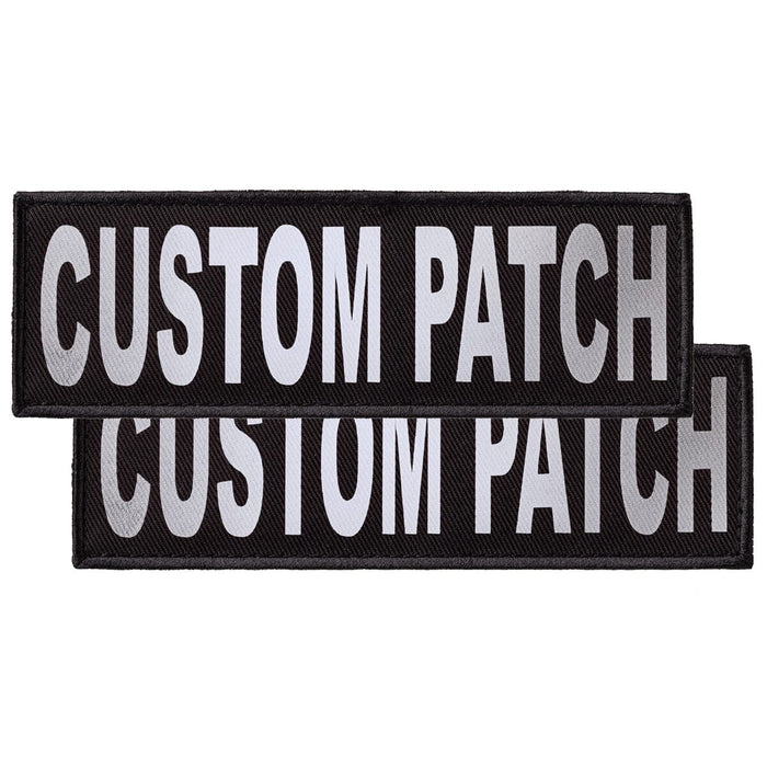 Personalized patches for dog harness, vest or collar with reflective letters text and hook backing for hook and loop fastener, set of 2