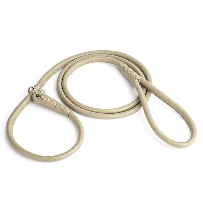 Beige leather slip lead, 3 ft and 6 ft lengths