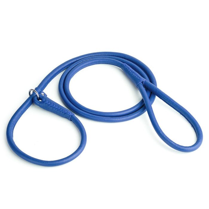 Blue leather slip lead, 3 ft and 6 ft lengths
