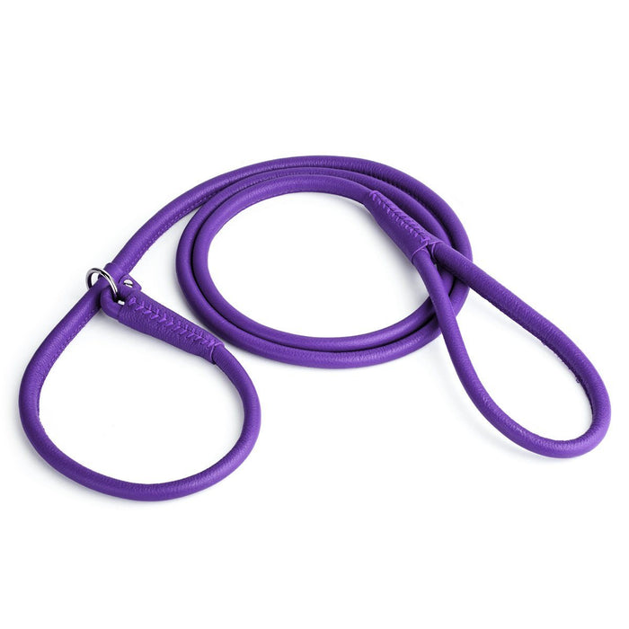 Purple leather slip lead, 3 ft and 6 ft lengths