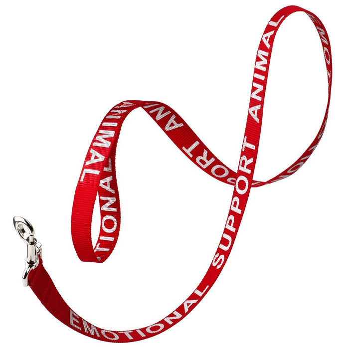 Emotional Support Animal red nylon dog leash with reflective lettering text