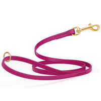 Magenta Pink dog leash made from waterproof Biothane, brass hardware, 1/2 inch wide 