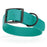 Aqua blue dog collar with black buckle, made from waterproof biothane, 1.5 inches wide, 20 to 24 inches long, fits large dogs