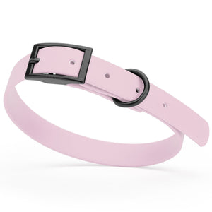 Pastel Purple dog collar with black hardware, made from waterproof biothane, 12 to 15 inches long 