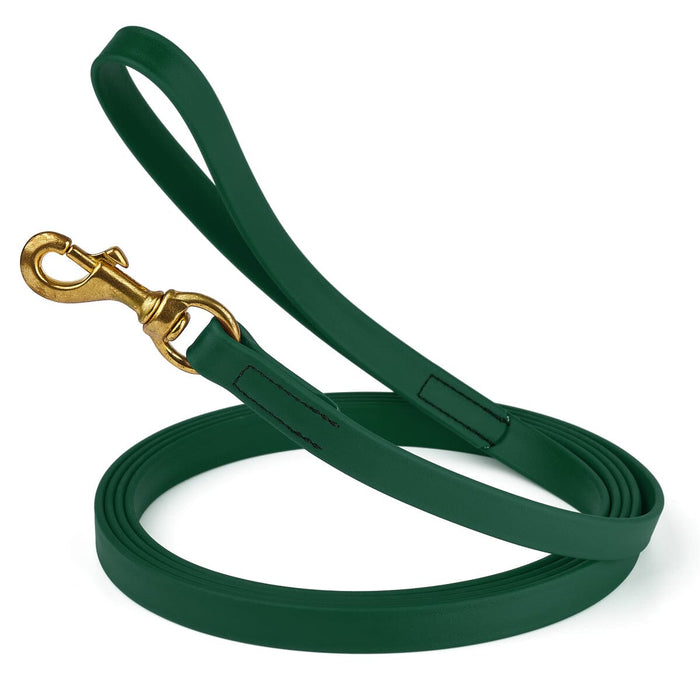15ft waterproof dog leash with brass swivel clip, made from Biothane, width 3/4 inch, Hunter Green 