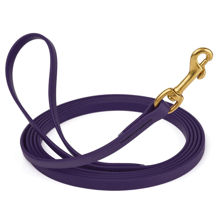 15 ft Violet Purple dog leash with brass clip, made from waterproof Biothane, width 1/2 inch