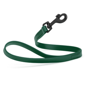 Hunter Green traffic lead for dogs with black snap hook, 2 ft long, made from durable Biothane