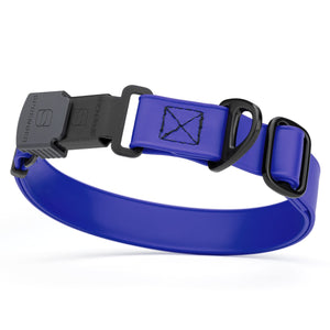Blueberry dog collar with black Herm Sprenger buckle and metal D-ring, adjustable, made from waterproof and odor resistant Biothane