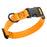 Tangerine Orange dog collar with black quick release buckle and metal D-ring, adjustable, 5/8 inches wide, made from waterproof Biothane