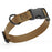 Coyote Brown dog collar with black quick release buckle and metal D-ring, adjustable, 5/8 inches wide, made from waterproof Biothane