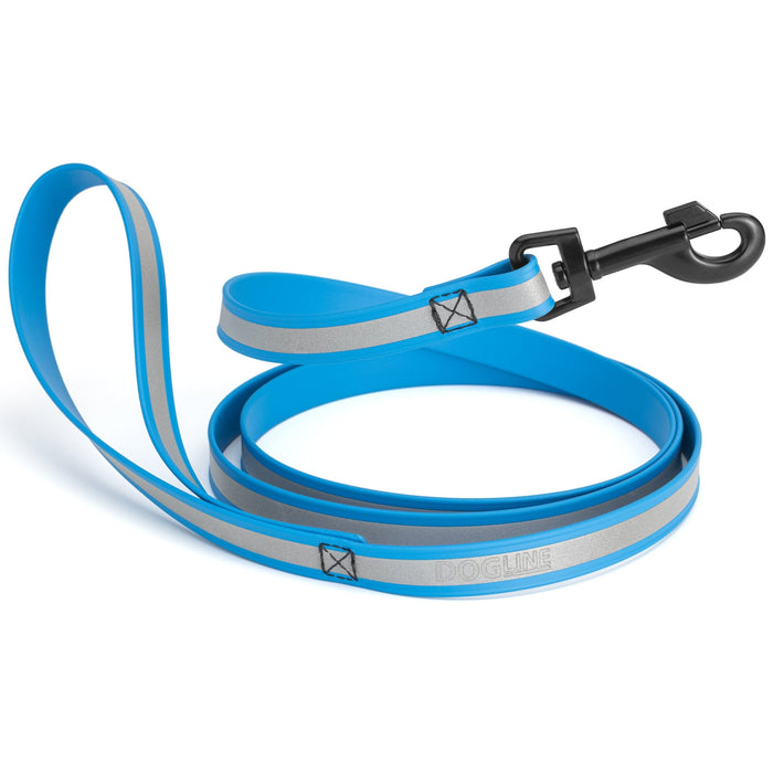 Dogline Reflective Biothane Dog Leash with Black Hardware
