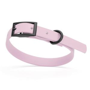 Pastel Purple dog collar with black hardware, made from waterproof biothane, 9 to 12 inches long