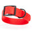 Cherry red dog collar with black buckle, made from waterproof biothane, 1.5 inches wide, 24 to 28 inches long, fits large dogs