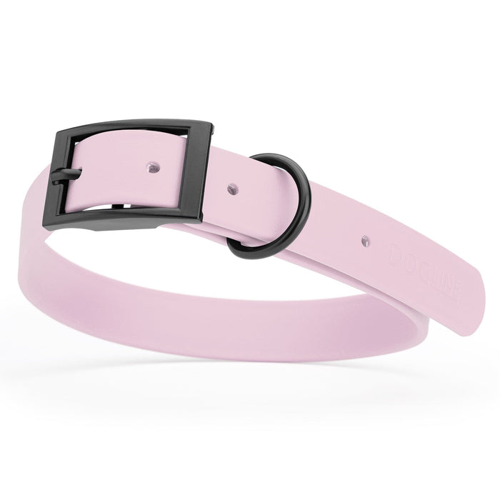 Waterproof Pastel Purple dog collar with black metal buckle and D-ring, made from Biothane, width: 1 inch, large