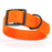 Hunter Orange dog collar with black buckle, made from waterproof biothane, 1.5 inches wide, 24 to 28 inches long, fits large dogs