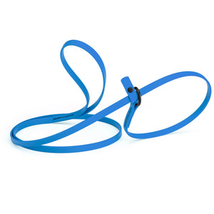 Cerulean blue slip lead for dogs, made from waterproof Biothane, 3/8 inches wide