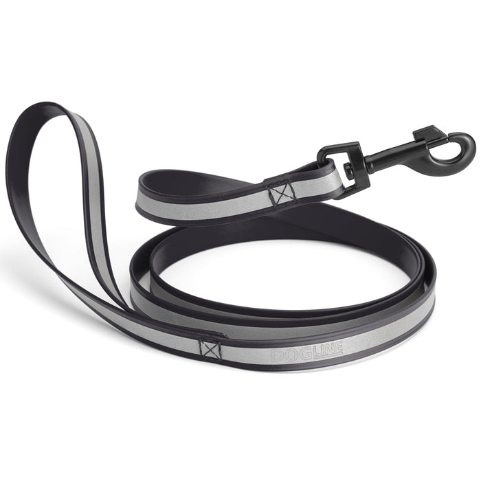Dogline Reflective Biothane Dog Leash with Black Hardware