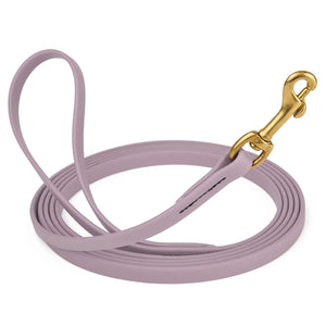 15 ft Pastel Purple dog leash with brass clip, made from waterproof Biothane, width 1/2 inch