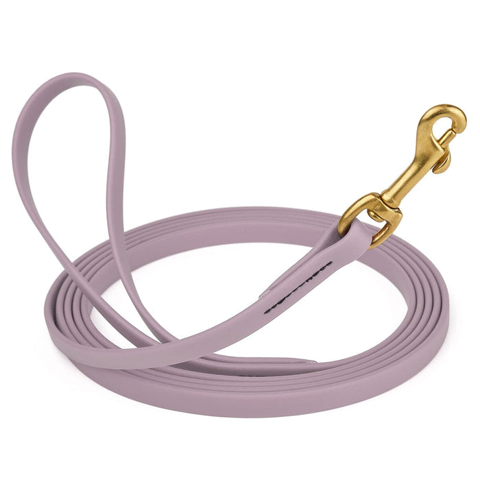 15 ft Pastel Purple dog leash with brass clip, made from waterproof Biothane, width 1/2 inch