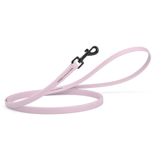 Pastel purple dog leash with black swivel clip, made from waterproof Biothane, 6 feet long, 1/2 inches wide