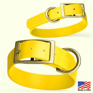 Viper Biothane Waterproof Dog Collar - Brass Hardware - 1.5in Wide, Size L (16 to 20 inches)