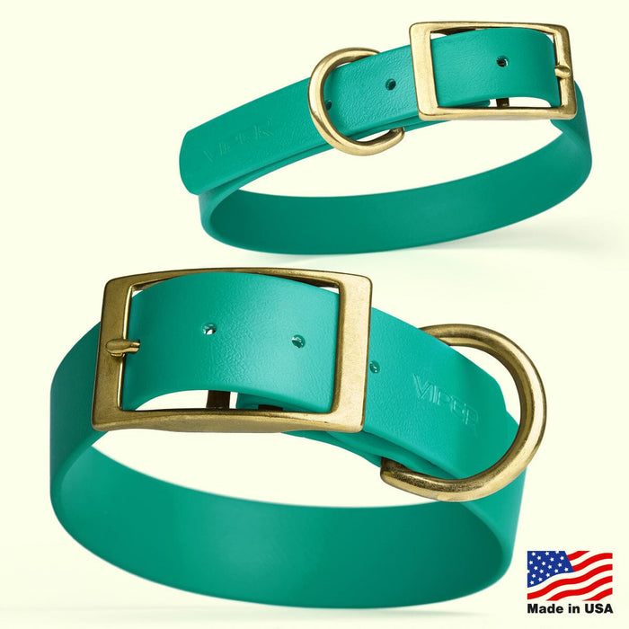 Viper Biothane Waterproof Dog Collar - Brass Hardware - Wide - Size XXL (24" - 28")