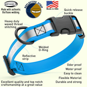 Dogline Biothane Reflective Dog Collar with Quick Release Buckle
