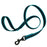 Teal dog leash made from non-slip rubberized nylon, black snap hook, 6 ft long
