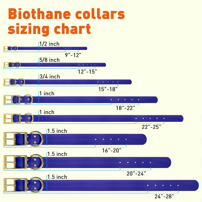 Viper Biothane Waterproof Dog Collar - Brass Hardware - Wide - Size L (16" - 20")