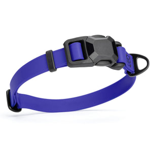 Blueberry dog collar with black magnetic buckle and metal D-ring, made from waterproof Biothane, adjustable, 3/4 inches wide
