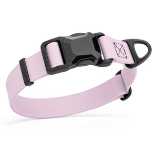 Pastel Purple waterproof dog collar with black magnetic buckle and metal D-ring, made from Biothane, 1 inch wide