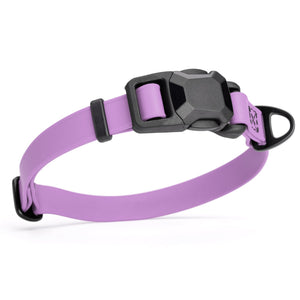 Amethyst Purple dog collar with black magnetic buckle and metal D-ring, made from waterproof Biothane, adjustable, 3/4 inches wide