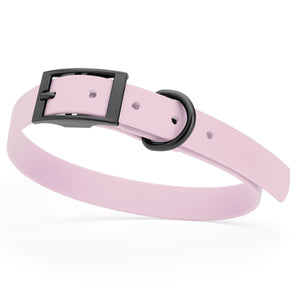 Pastel Purple Biothane dog collar with black buckle and D-ring, 3/4 inch wide, adjustable