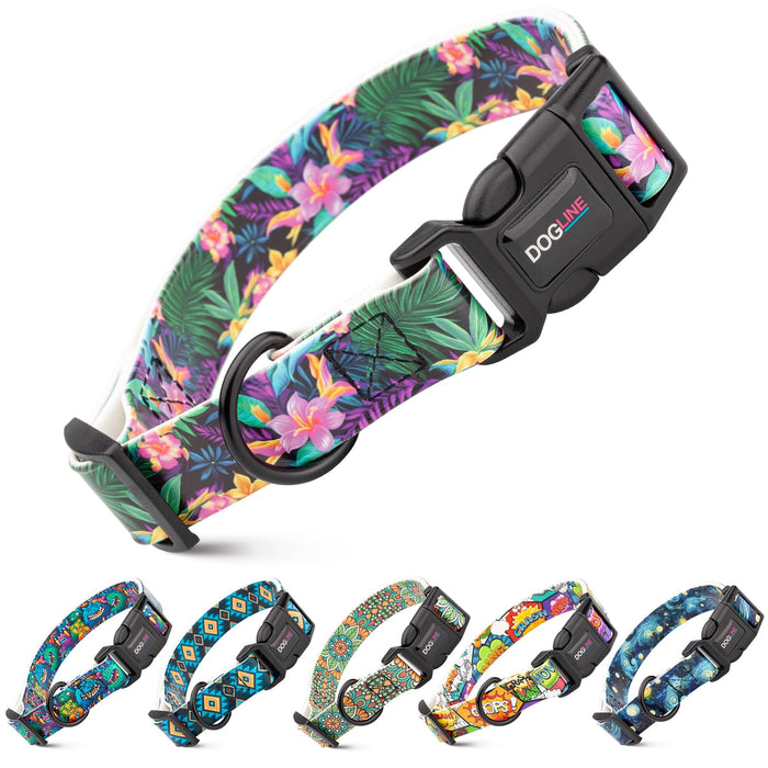 Dogline 1" Biothane Full Color Design Printed Dog Collar with Quick Release Buckle
