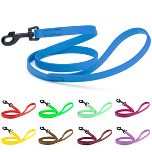 Waterproof leash for dogs with black snap hook, made from durable Biothane, blue, red, green, seafoam, magenta, yellow, olive, burgundy, amethyst purple and 17 other color options