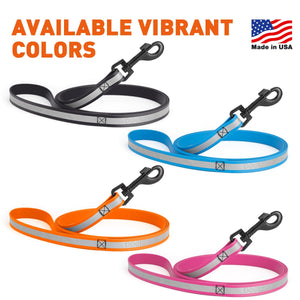 Reflective leashes for dogs with metal swivel clip, made from waterproof Biothane, 4 colors available