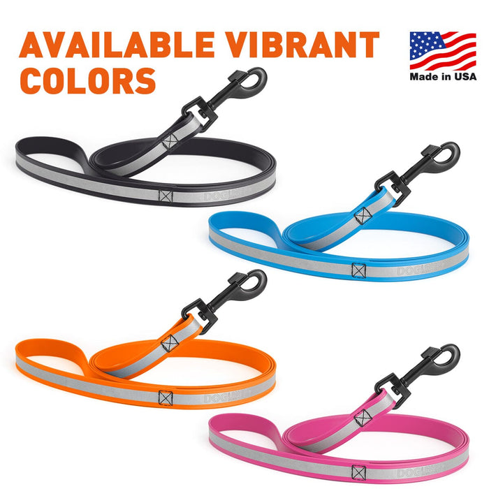 Dogline Reflective Biothane Dog Leash with Black Hardware
