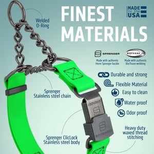 Dogline Biothane Martingale Dog Collar with Herm Sprenger Stainless Steel ClicLock Buckle