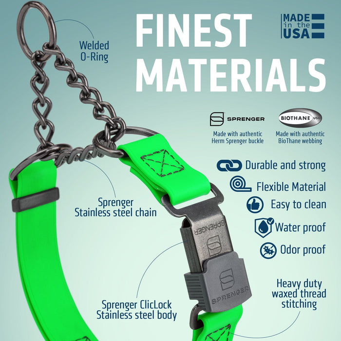 Dogline Biothane Martingale Dog Collar with Herm Sprenger Stainless Steel ClicLock Buckle